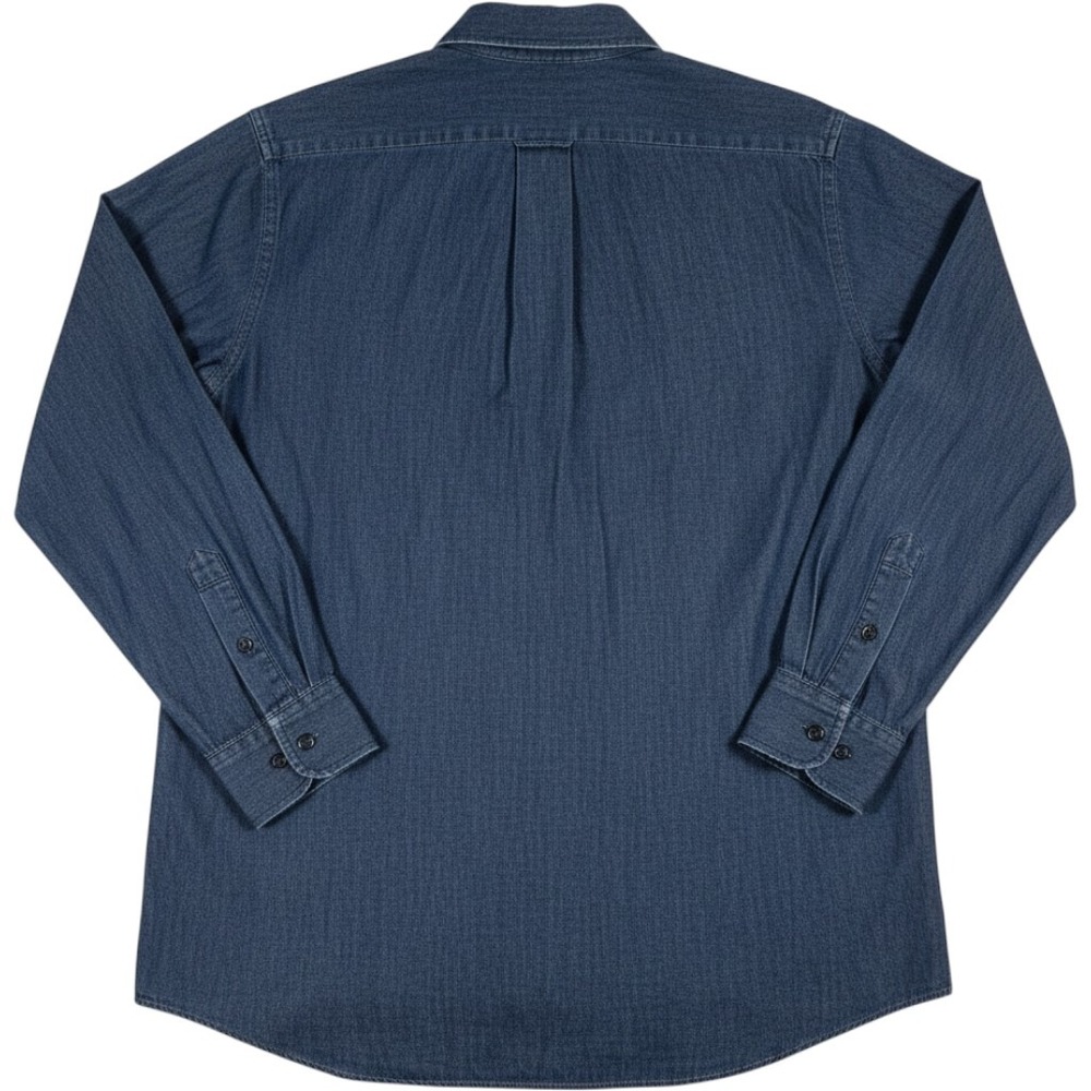 Roundtree & Yorke Gold Label Fitted Blue Denim Cotton Twill Non-Iron Shirt Mens
